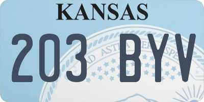 KS license plate 203BYV