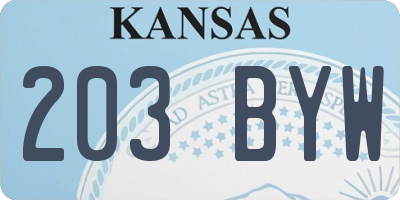 KS license plate 203BYW
