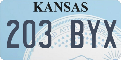 KS license plate 203BYX