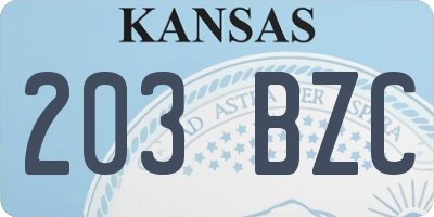 KS license plate 203BZC