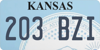 KS license plate 203BZI