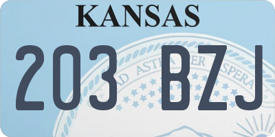 KS license plate 203BZJ