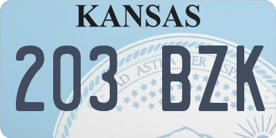 KS license plate 203BZK