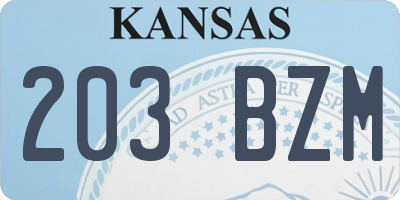 KS license plate 203BZM