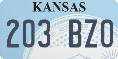 KS license plate 203BZO