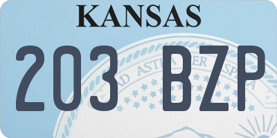 KS license plate 203BZP