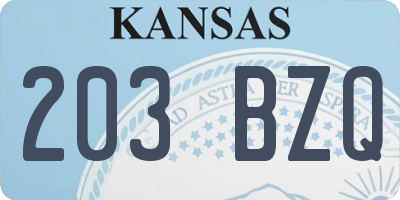 KS license plate 203BZQ
