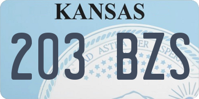 KS license plate 203BZS