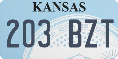 KS license plate 203BZT
