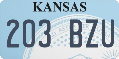 KS license plate 203BZU