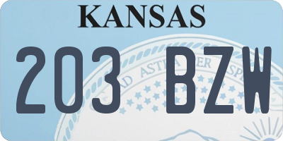 KS license plate 203BZW