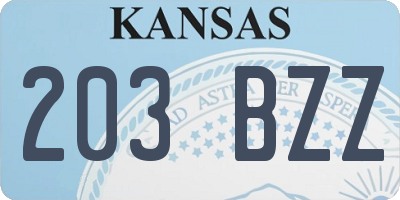 KS license plate 203BZZ