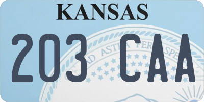 KS license plate 203CAA