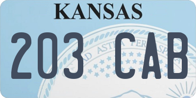 KS license plate 203CAB