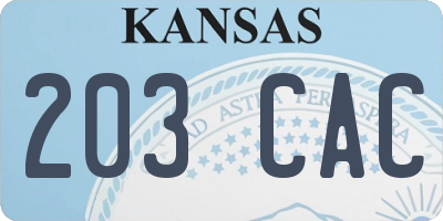 KS license plate 203CAC