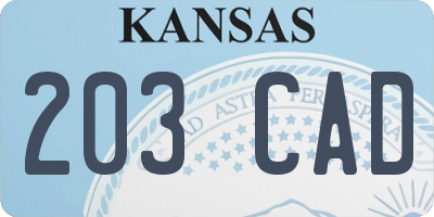 KS license plate 203CAD