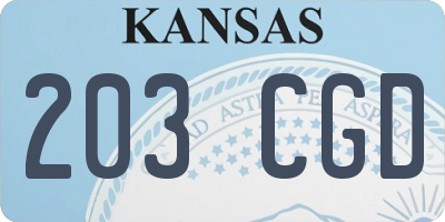 KS license plate 203CGD