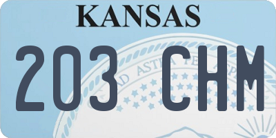 KS license plate 203CHM