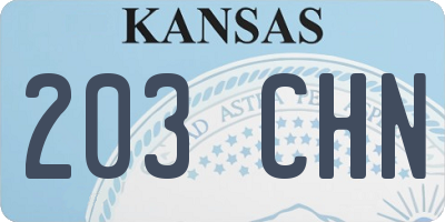 KS license plate 203CHN