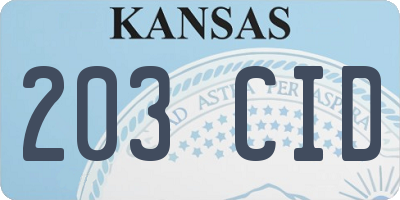 KS license plate 203CID