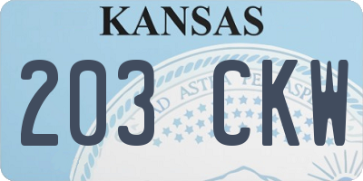 KS license plate 203CKW