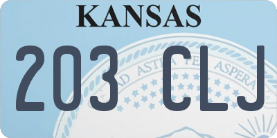 KS license plate 203CLJ