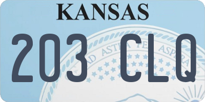 KS license plate 203CLQ