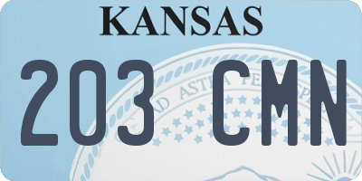 KS license plate 203CMN
