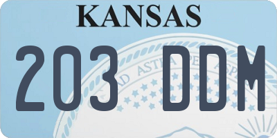 KS license plate 203DDM