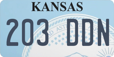 KS license plate 203DDN