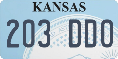 KS license plate 203DDO