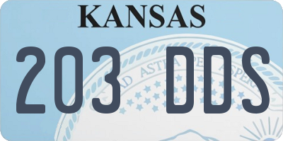 KS license plate 203DDS