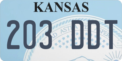 KS license plate 203DDT