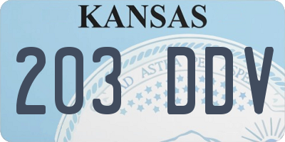 KS license plate 203DDV