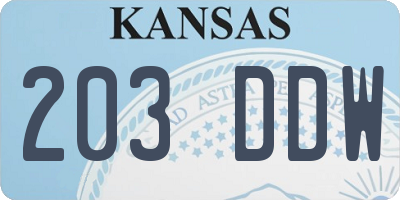 KS license plate 203DDW