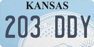 KS license plate 203DDY