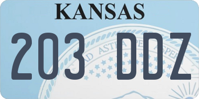 KS license plate 203DDZ