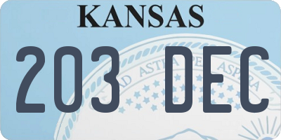 KS license plate 203DEC