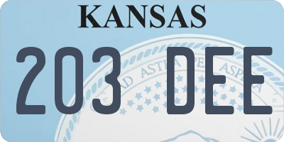 KS license plate 203DEE