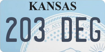 KS license plate 203DEG