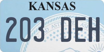 KS license plate 203DEH