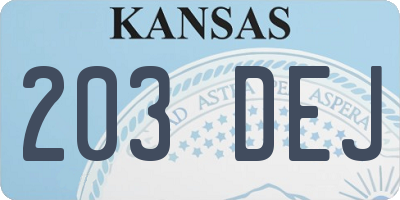 KS license plate 203DEJ