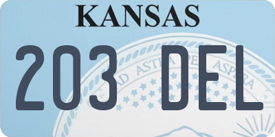 KS license plate 203DEL