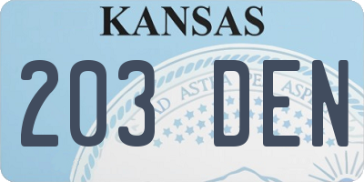 KS license plate 203DEN