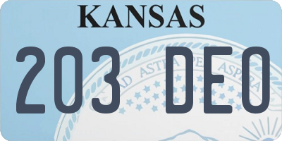 KS license plate 203DEO