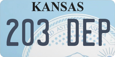 KS license plate 203DEP