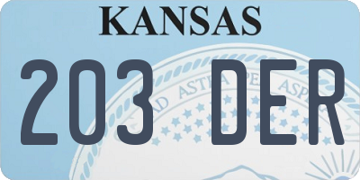 KS license plate 203DER