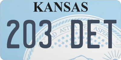 KS license plate 203DET