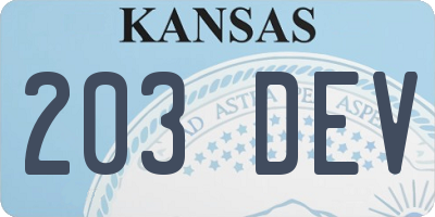 KS license plate 203DEV