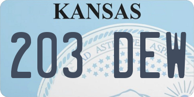 KS license plate 203DEW
